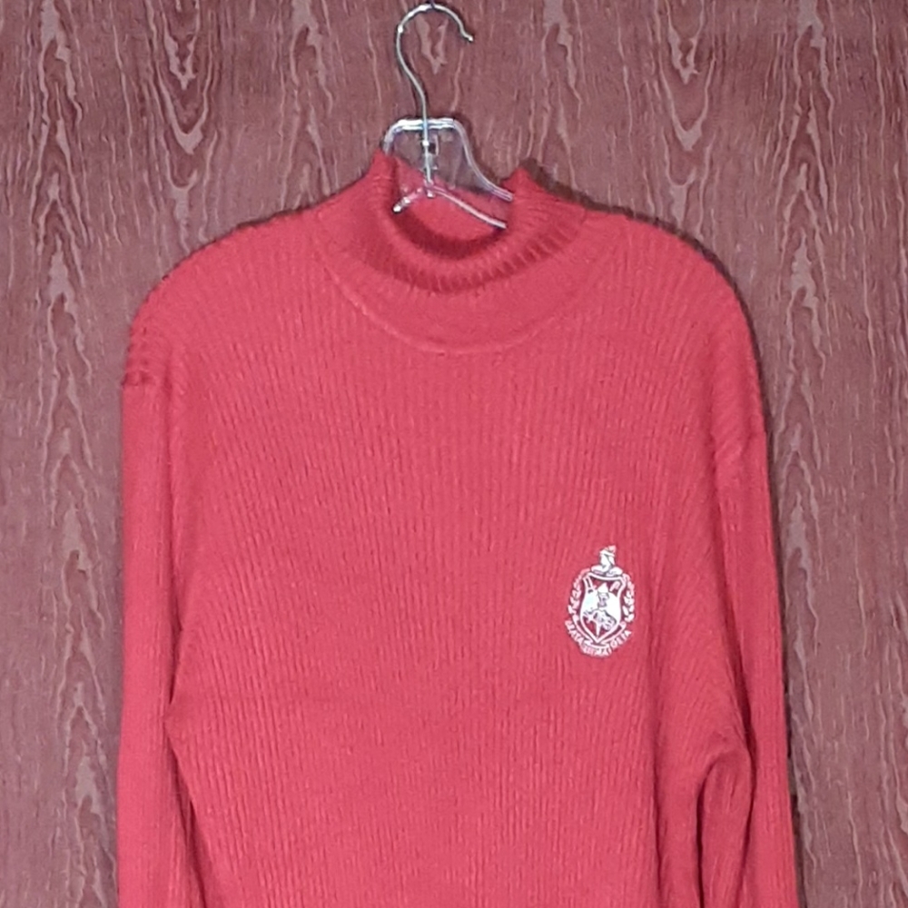 Delta Sigma Theta Red Sweater Turtle Neck Dress Embroidered Size XXXXL New